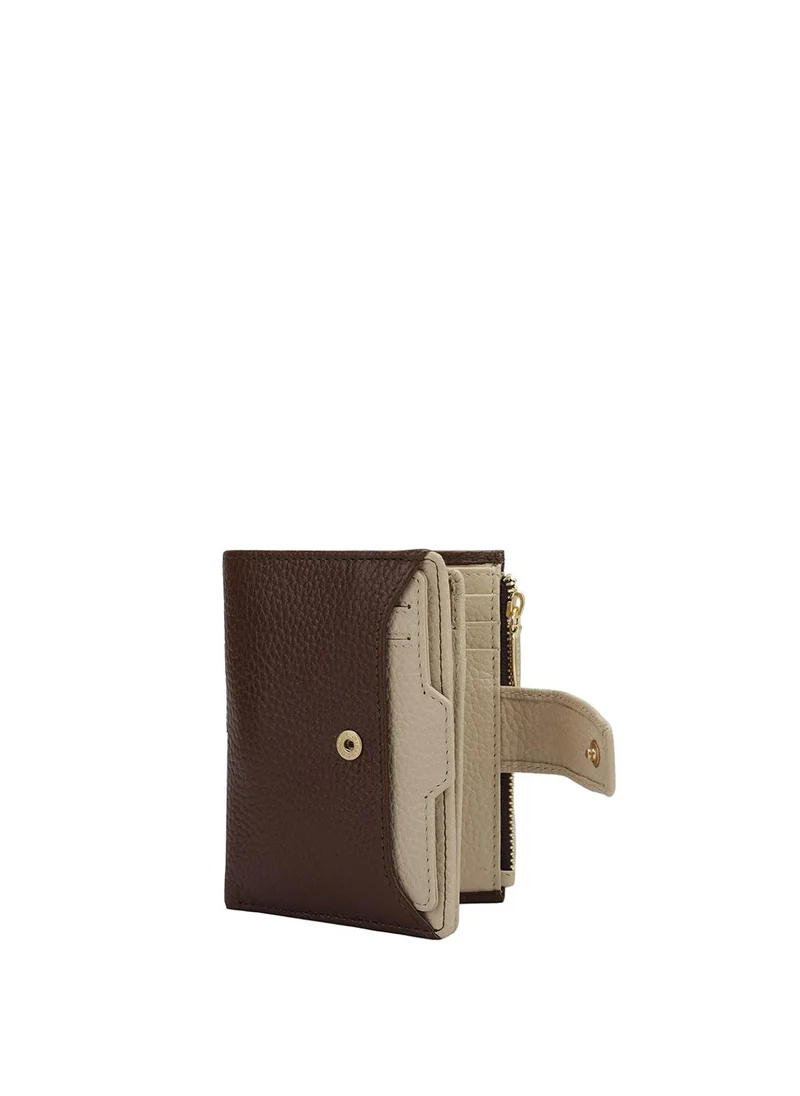 دا ميلانو محفظة نسائية جلد طبيعي بني من دا ميلانو