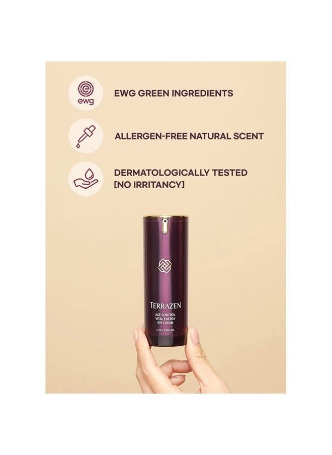 Terrazen - Age Control Vital Energy Eye Cream 0.57 fl. Oz. (17ml), Plant Stem Cell + Real Protein + Hyaluronic Acid + Vitamin infused eye cream, Wrinkle Care Eye cream, K-Beauty - Image 1