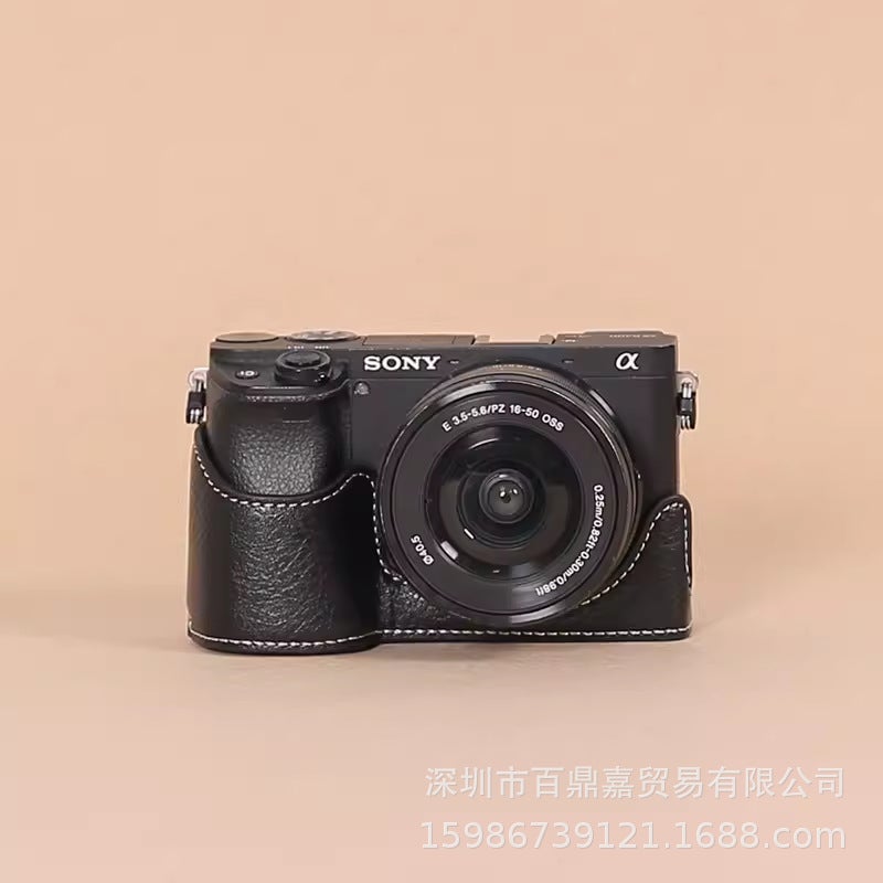 Sony A6400 Camera Leather Half Case Cover Black 