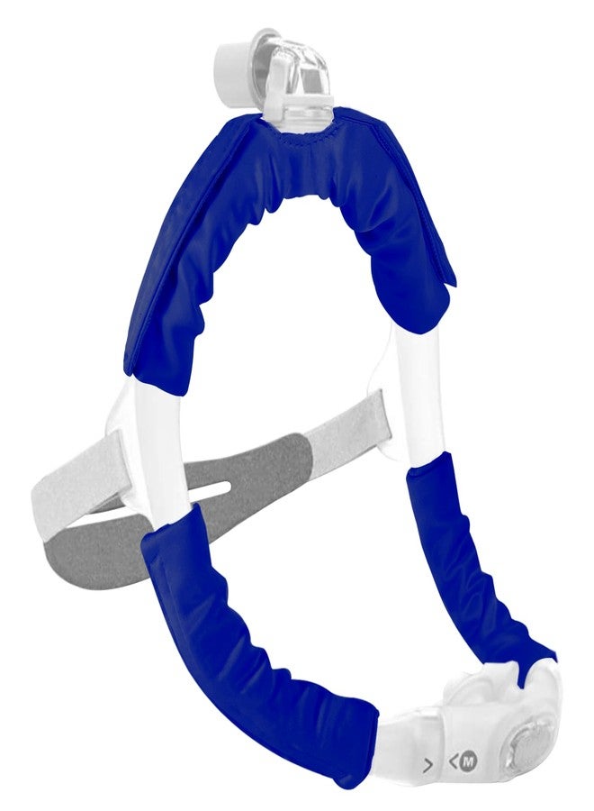 JDVBDNK 3 عبوات من أغطية حزام جهاز التنفس CPAP المصنوعة من الساتان، ووسائد حزام جهاز التنفس CPAP، ووسائد مريحة لقناع الوجه لجهاز التنفس CPAP، وأغطية قناع جهاز التنفس CPAP لتناسب وسادات رأس Dreamwear Universal Silky CPAP لتقليل العلامات الحمراء (أزرق داكن) - Image 1