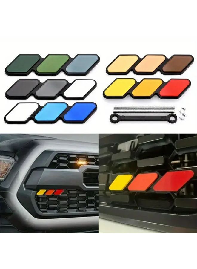Universal Fit 3 Colors Grille Badge Emblem Durable Car Accessories with Adhesive Backing Blue 12x2.5cm Easy Installation Vehicle Stylish High Quality Decorative Auto Modifier - Image 1