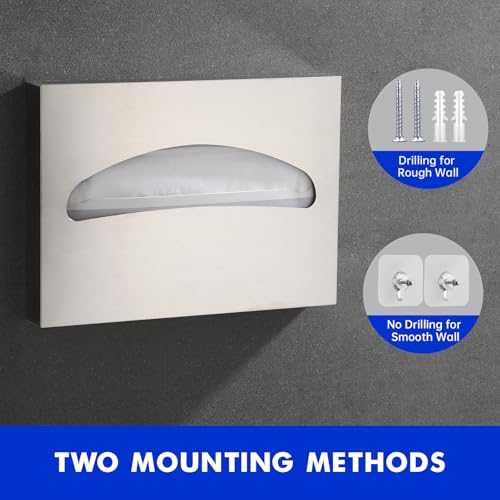 Gorlary Toilet Seat Cover Dispenser Wall Mounted SUS 304 Stainless Steel Brushed - Image 3