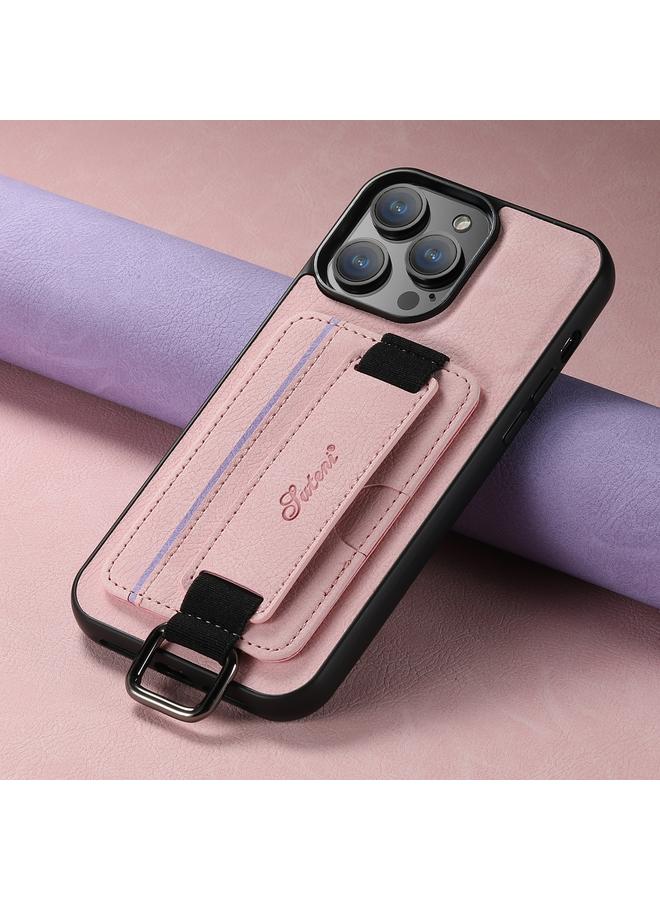 سوتين جراب لهاتف iPhone 14 H13 من جلد الليتشي مع حزام معصم ومحفظة وغطاء خلفي للهاتف - Image 2