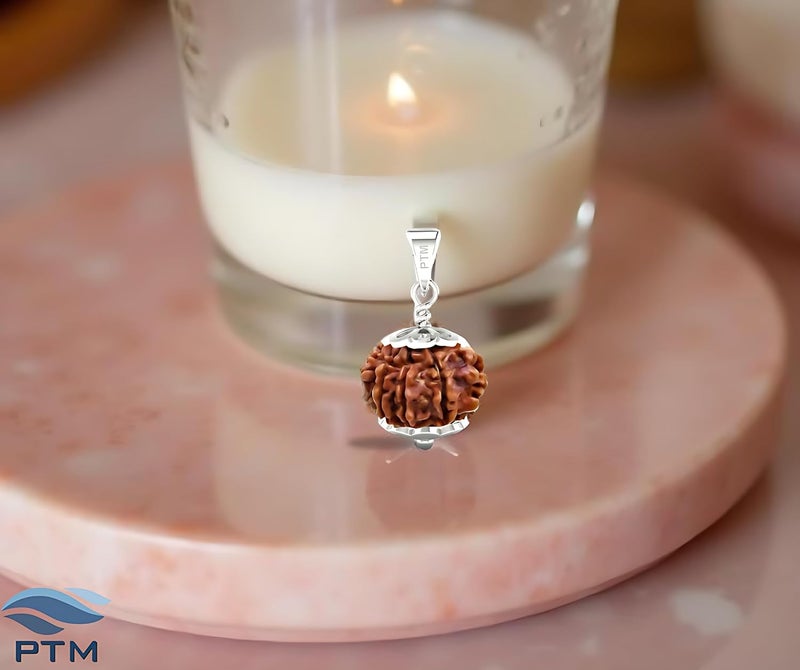PTM Natural Certified 1/2/3/4/5/6/7/8/9/10/11/Ganesh/Gaurishankar mukhi Astrological Original Nepali Rudraksha 925 BIS Hallmark Sterling Silver Pendant for Men & Women - Image 2