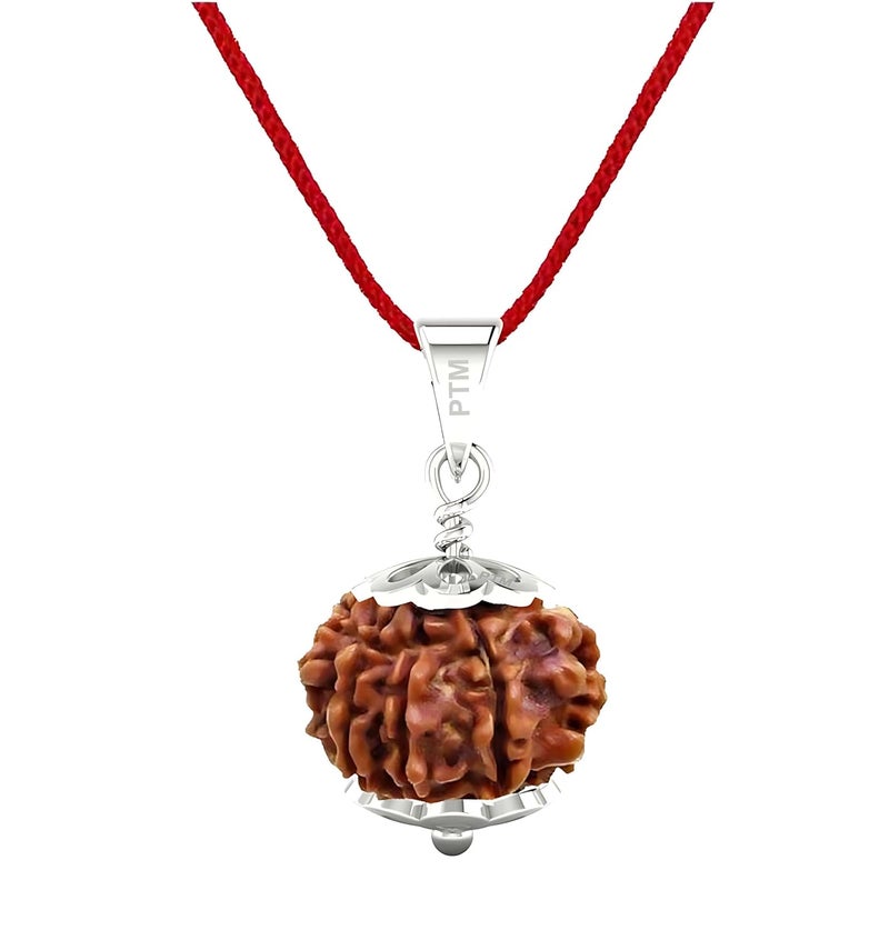 PTM Natural Certified 1/2/3/4/5/6/7/8/9/10/11/Ganesh/Gaurishankar mukhi Astrological Original Nepali Rudraksha 925 BIS Hallmark Sterling Silver Pendant for Men & Women - Image 1