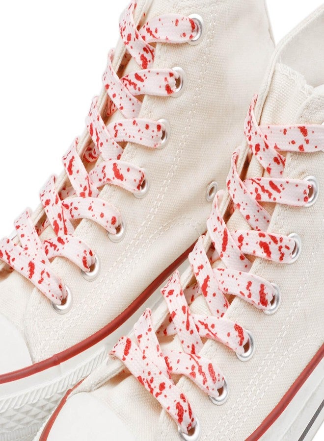 DANHUA Flat White Red Shoelaces 39 inch for Sneakers Art Printed Pattern String 2 Pair - Image 3