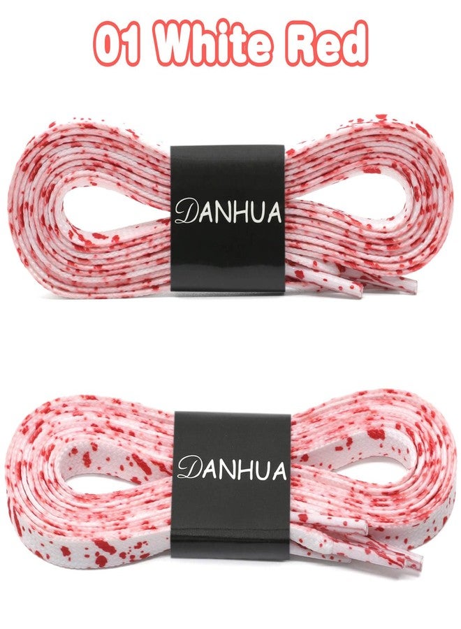 DANHUA Flat White Red Shoelaces 39 inch for Sneakers Art Printed Pattern String 2 Pair - Image 2