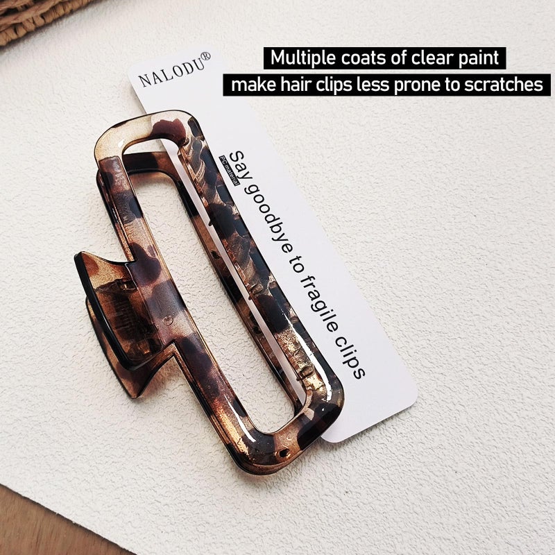Nalodu Hair Claw Clips 5 Inch Unbreakable Square Rectangle Clip Clamp Neutral Colors for Thick Curly Long Hair Women - 2 Pack - Image 4