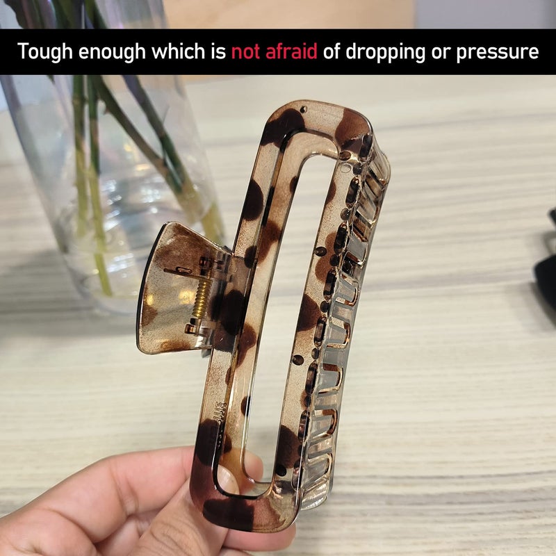 Nalodu Hair Claw Clips 5 Inch Unbreakable Square Rectangle Clip Clamp Neutral Colors for Thick Curly Long Hair Women - 2 Pack - Image 3