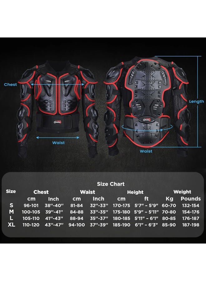 OHMOTOR Motorcycle Body Protective Jacket Armor Men, Motocross Riding Protective Gear,ATV Dirt Bike Chest Spine Protector (as1, Alpha, x_l, Regular, Regular, Red) - Image 5