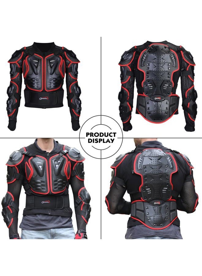 OHMOTOR Motorcycle Body Protective Jacket Armor Men, Motocross Riding Protective Gear,ATV Dirt Bike Chest Spine Protector (as1, Alpha, x_l, Regular, Regular, Red) - Image 2