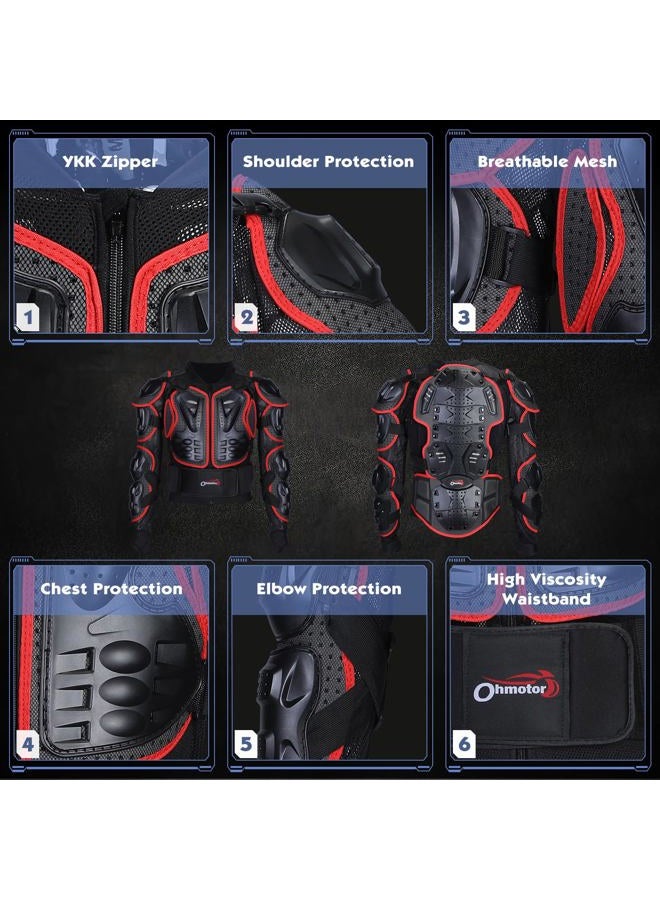 OHMOTOR Motorcycle Body Protective Jacket Armor Men, Motocross Riding Protective Gear,ATV Dirt Bike Chest Spine Protector (as1, Alpha, x_l, Regular, Regular, Red) - Image 4
