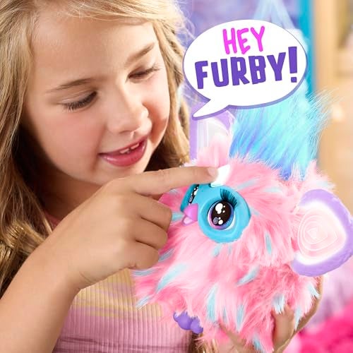 Furby فوربي حلوى القطن، 15 ملحقات أزياء، ألعاب محشوة تفاعلية للأطفال من 6 سنوات وما فوق، تعمل بالصوت، وردي وأزرق (حصري على أمازون) - Image 3