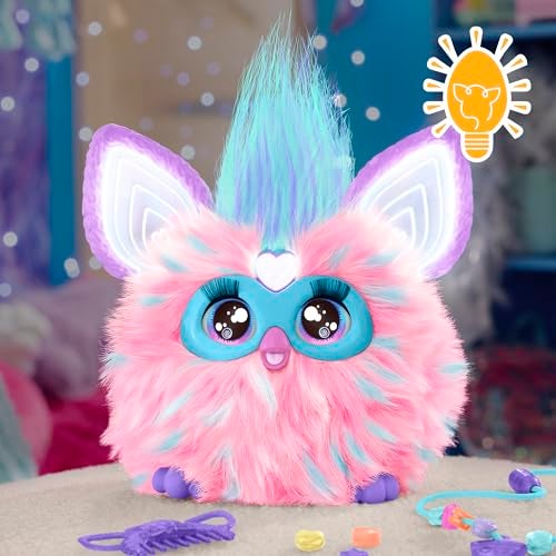 Furby فوربي حلوى القطن، 15 ملحقات أزياء، ألعاب محشوة تفاعلية للأطفال من 6 سنوات وما فوق، تعمل بالصوت، وردي وأزرق (حصري على أمازون) - Image 5