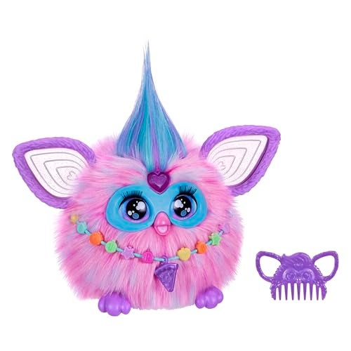 Furby فوربي حلوى القطن، 15 ملحقات أزياء، ألعاب محشوة تفاعلية للأطفال من 6 سنوات وما فوق، تعمل بالصوت، وردي وأزرق (حصري على أمازون) - Image 1