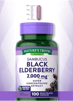 Black Elderberry Capsules | 100 Count | Super Concentrated Sambucus Extract | Non-GMO, Gluten Free