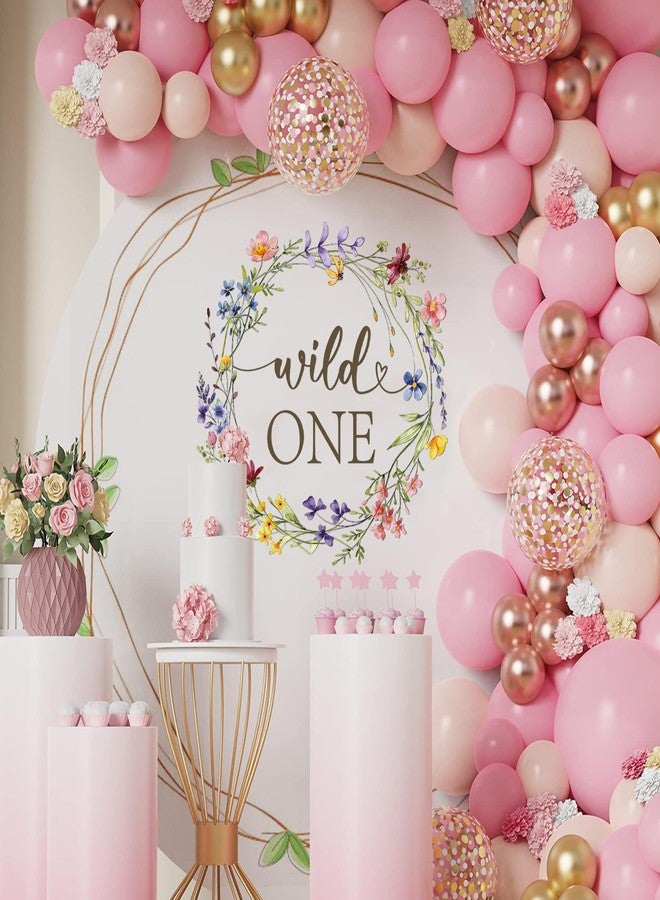Dvehdbay Wild One Birthday Decorations Girl - Floral 1st Birthday Decorations Girl, Pink Jungle Theme Party Supplies, Pink Floral Wild One Banner,Wildflower Arch Backdrop Decal, Sign for Backdrop - Image 1