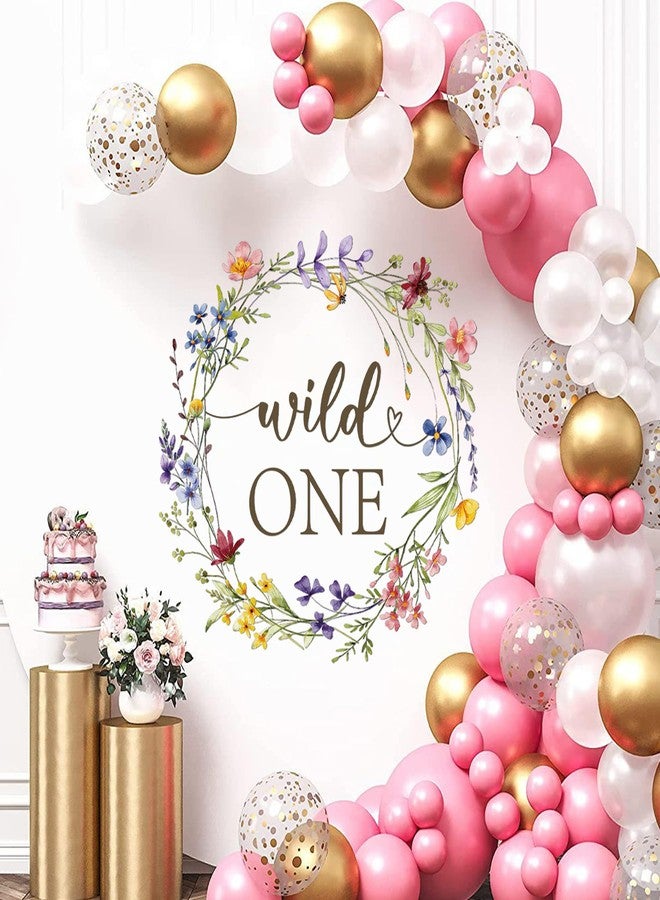 Dvehdbay Wild One Birthday Decorations Girl - Floral 1st Birthday Decorations Girl, Pink Jungle Theme Party Supplies, Pink Floral Wild One Banner,Wildflower Arch Backdrop Decal, Sign for Backdrop - Image 3