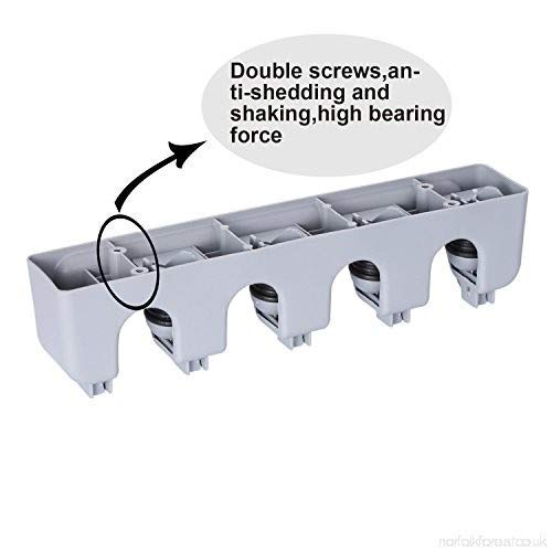 SPRADE Spade Power Broom Organizer NonSlip Mop Holder Wall Mount with 4 Position and 5 Hooks Grey 33x6 cm - Image 3