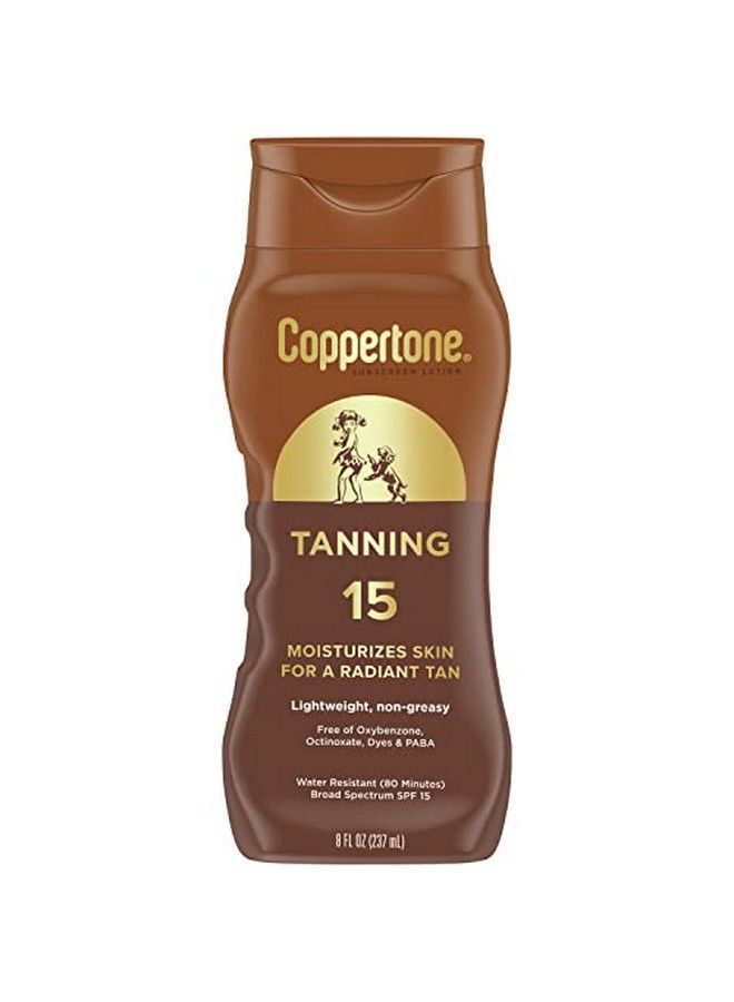 Coppertone Tanning Sunscreen Lotion Water Resistant Body Sunscreen Spf 15 Broad Spectrum Spf 15 Sunscreen 8 Fl Oz Bottle - Image 1