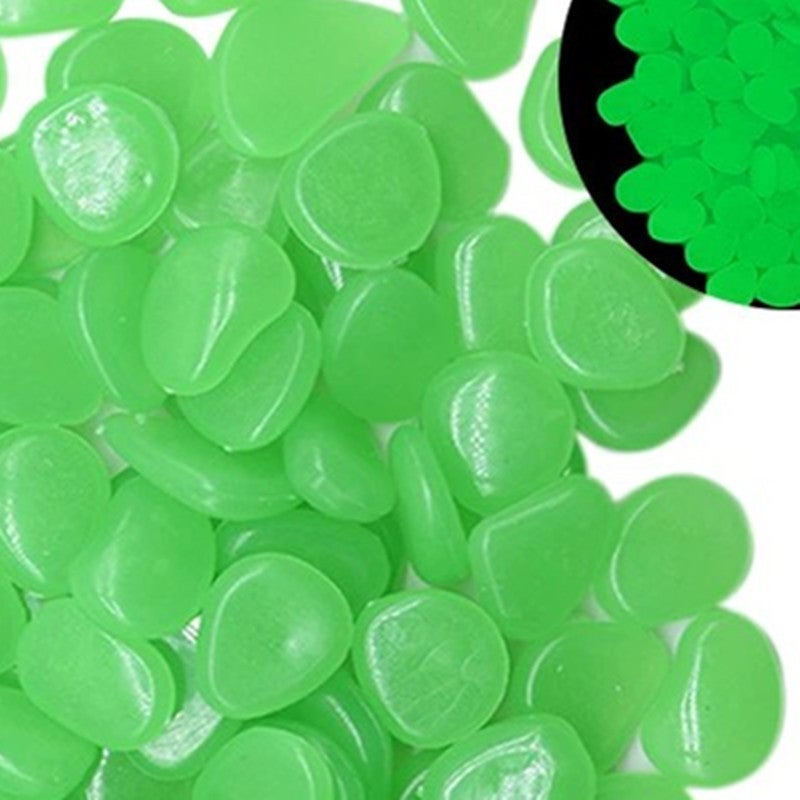 Luminous Stone 500 Pack Factory Wholesale Cross-border Gardening Fish Tank Landscaping Pebbles Plastic Artificial Fluorescent Stone Cyan