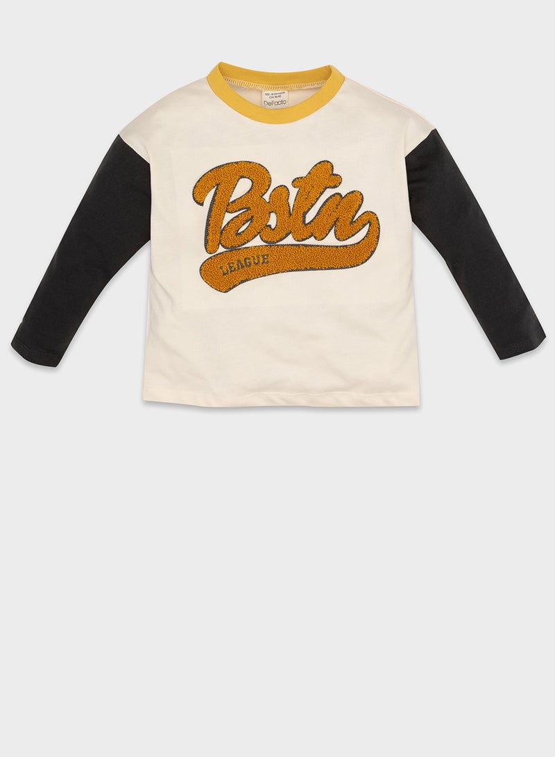 DeFacto Crew Neck Printed Color Block Long Sleeve T-Shirt  - Image 1