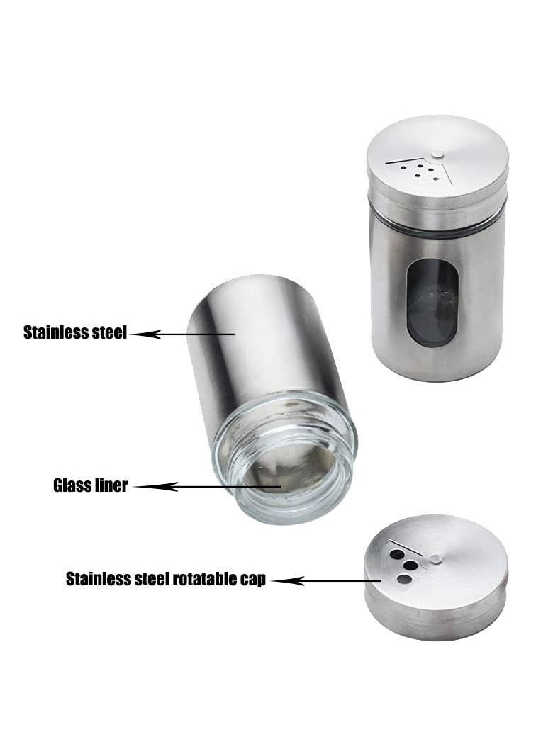 SYOSI Salt and Pepper Shakers Set 3.3oz Portable ,Stainless Steel Spice Shakers Seasoning Container for Home 4 Pcs Set with Rotating Lids Spice Jars Shaker Seasoning Cans Set of 4 (4PCS) - Image 2