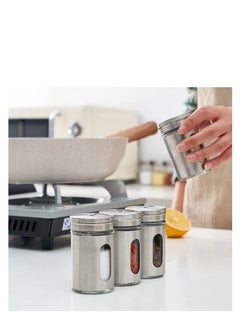 SYOSI Salt and Pepper Shakers Set 3.3oz Portable ,Stainless Steel Spice Shakers Seasoning Container for Home 4 Pcs Set with Rotating Lids Spice Jars Shaker Seasoning Cans Set of 4 (4PCS)  - Image 5