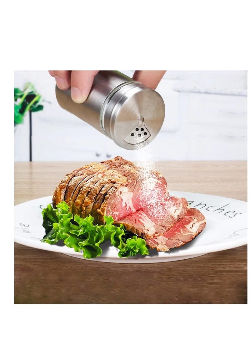 SYOSI Salt and Pepper Shakers Set 3.3oz Portable ,Stainless Steel Spice Shakers Seasoning Container for Home 4 Pcs Set with Rotating Lids Spice Jars Shaker Seasoning Cans Set of 4 (4PCS) - Image 4