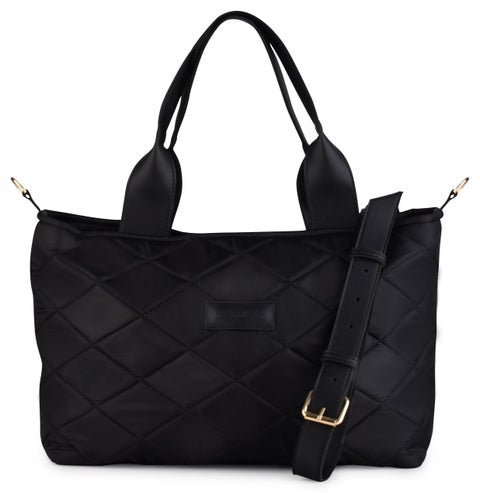 BS Collection Boom Big Bag Soft Quilted Canvas Shoulder Bag for Women - Black