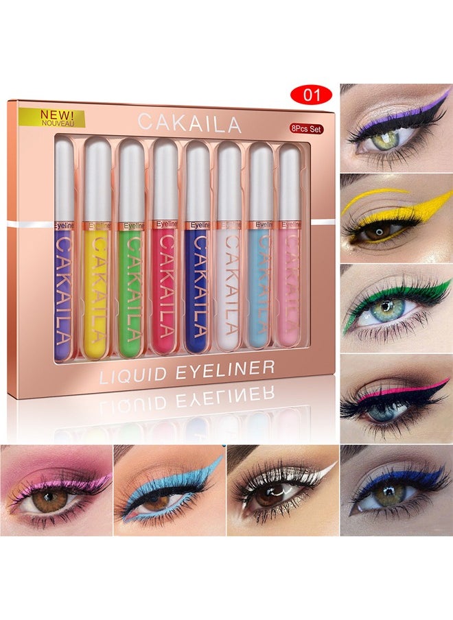 CAKAILA - 8 Color Liquid Eyeliner Set Long-lasting Waterproof Quick-drying Matte Color Makeup Eyeshadow Pencil Suitable for Party Festivals - Image 1