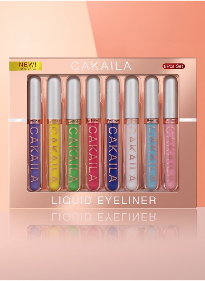 CAKAILA - 8 Color Liquid Eyeliner Set Long-lasting Waterproof Quick-drying Matte Color Makeup Eyeshadow Pencil Suitable for Party Festivals - Image 1