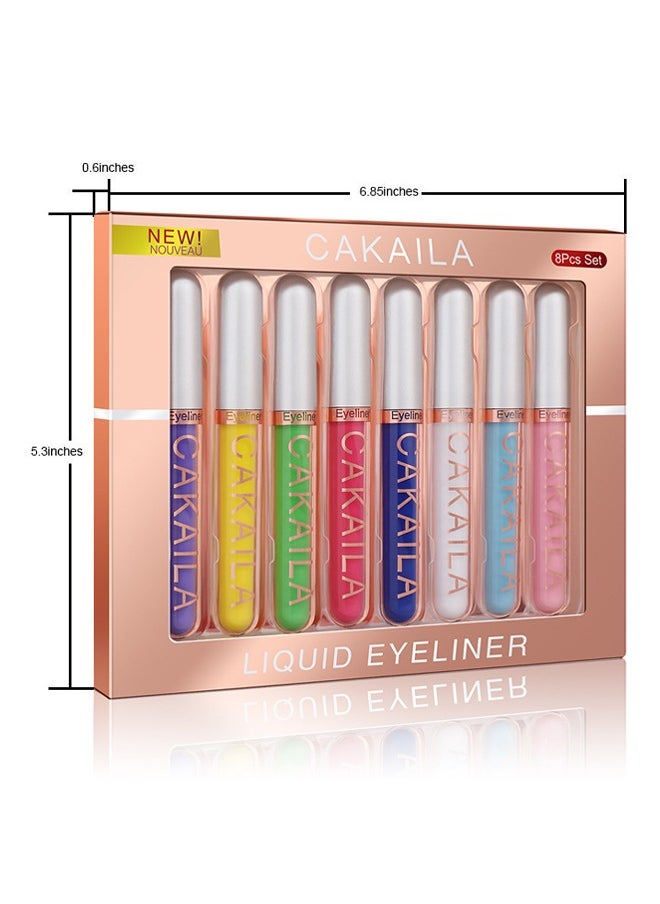 CAKAILA - 8 Color Liquid Eyeliner Set Long-lasting Waterproof Quick-drying Matte Color Makeup Eyeshadow Pencil Suitable for Party Festivals - Image 1