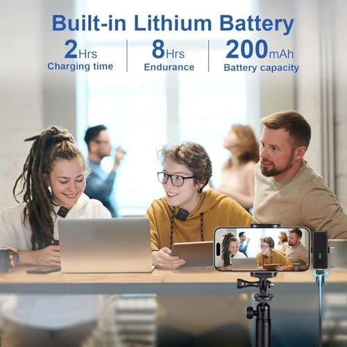 CASON SX8 Wireless Mic for You Tube & Content Creators with Ultra Noise-Cancelling Feature and 20m Long Range Microphone for Vlogging with iPhone/Android Devices(2 Mic) - Image 4