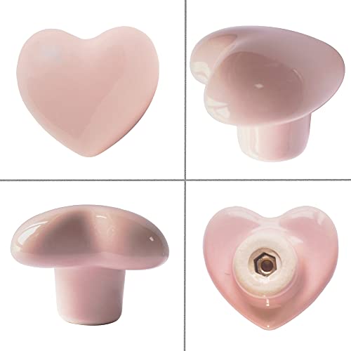 Perphin Ceramic Drawer Knobs Heart Shape Cabinet Dresser Pulls Handles with 3 Sized Screws, Kitchen Furniture Knobs for Closet Cupboard Wardrobe (20 Pack, Pink) - Image 3