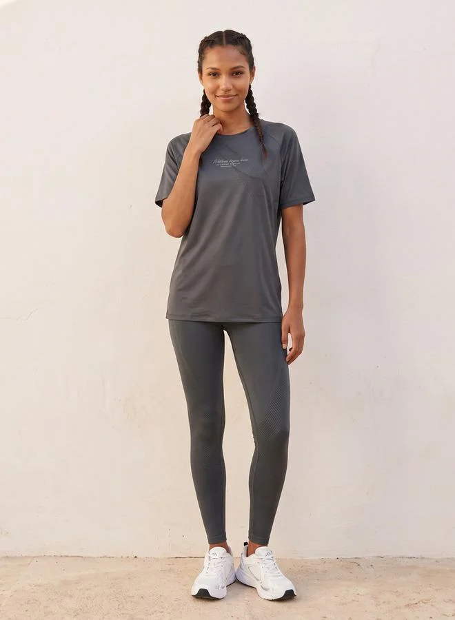 Splash Active Grey Printed 2 Way Stretch T-shirt for Women | Best Price UAE