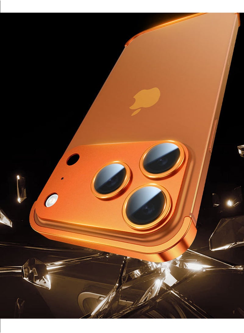 إكس ليفيل واقي عدسة كاميرا لهاتف iPhone 17 Pro Max مقاس 6.9 بوصة، غطاء حلقي من الزجاج المُقسّى 9H بتغطية كاملة، مع لوحة معدنية غير لامعة، مناسب للحافظات، عبوة واحدة (برتقالي). - Image 3