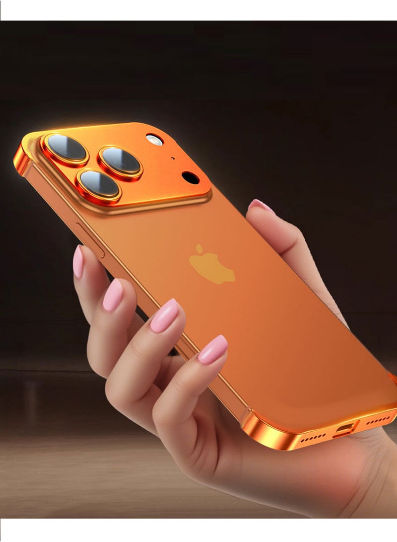 إكس ليفيل واقي عدسة كاميرا لهاتف iPhone 17 Pro Max مقاس 6.9 بوصة، غطاء حلقي من الزجاج المُقسّى 9H بتغطية كاملة، مع لوحة معدنية غير لامعة، مناسب للحافظات، عبوة واحدة (برتقالي). - Image 4