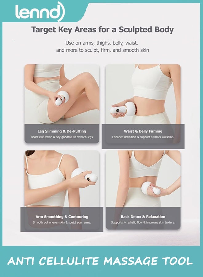 LENND Drainage Massager & Anti Cellulite Massage Tool, Helps Reduce Stretch Marks & Cellulite, for Legs, Arms & Belly, Body Sculpting Machine with Microcurrent, Light, Heat & Vibration - Image 4
