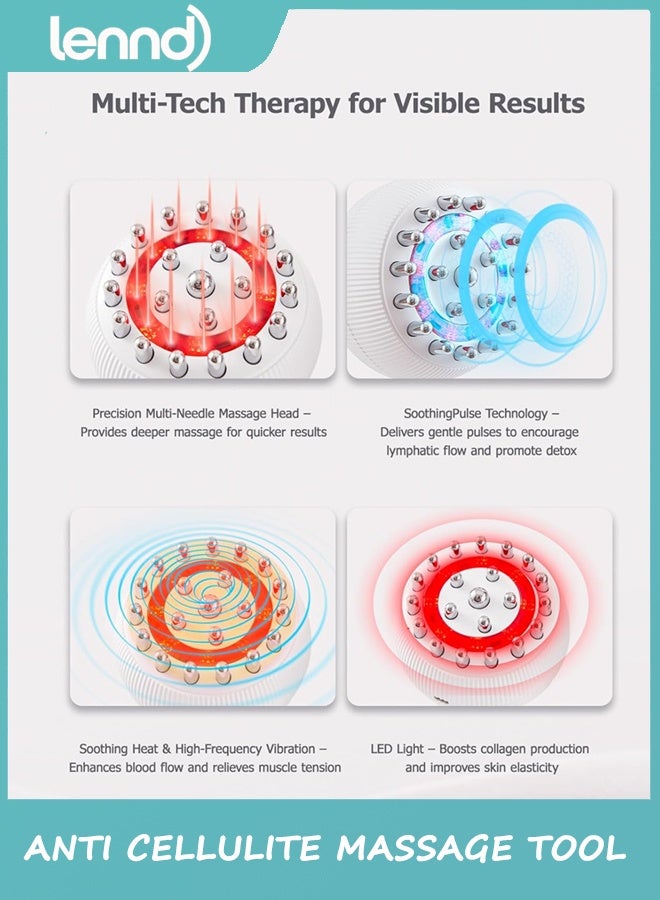 LENND Drainage Massager & Anti Cellulite Massage Tool, Helps Reduce Stretch Marks & Cellulite, for Legs, Arms & Belly, Body Sculpting Machine with Microcurrent, Light, Heat & Vibration - Image 3