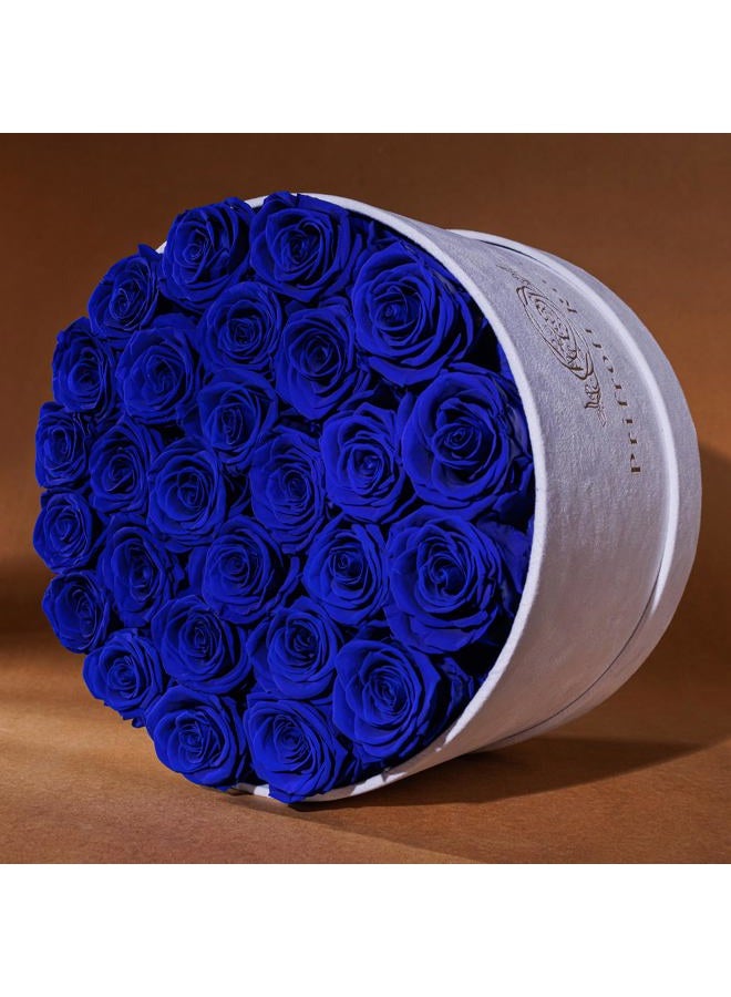 Prifroti Forever Real Roses in Suede Box - 27-Piece Roses in a Luxury Box - Real Roses That Last Over a Year - Valentines Day Flowers for Delivery Prime - Mothers Day, Christmas, Birthday (Royal Blue) - Image 2