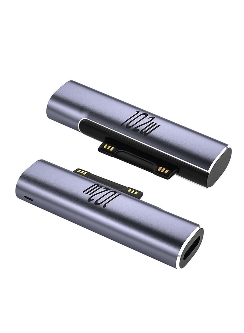 Wisfunlly Compatible with Microsoft Surface Connect to Type-C Female Adapter, 120W PD 15V-3A/6.8A Power Charger Cable Connector Compatible with Microsoft Surface Pro, Surface Book, Surface Laptop