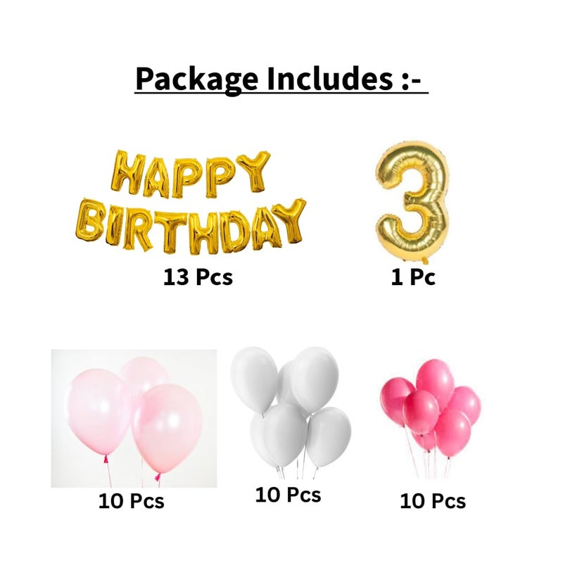 Party Box Birthday Decorations Items-Set with Foil Balloons For Decoration|Number Foil Balloons For Birthday| 1to 9 Years Birthday Decoration | Theme Birthday Decoration,Multicolor (9) - Image 2