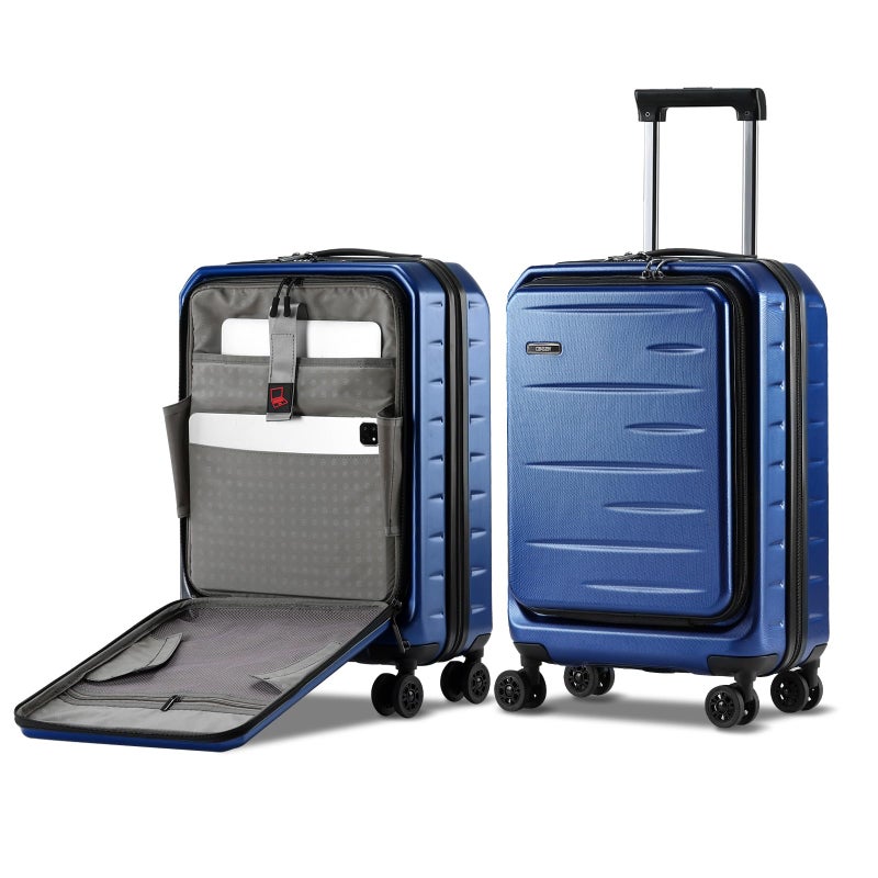 CENSIEN Carry On Luggage 22Ã—14Ã—9 Airline Approved, 20 Inch Lightweight ABS+PC Hard Shell Suitcases with Front Pocket, Spinner Wheels, TSA Lock (Navy Blue, 1PC) - Image 1