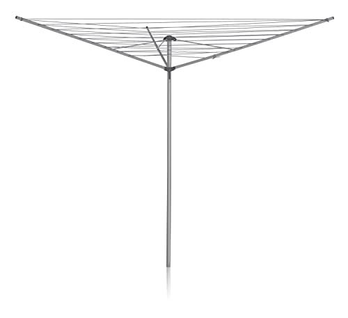 Addis 35m 3 Arm Rotary Washing Line Grey Multiple Tension Adjustment Folding Outdoor Rotating Clothes Dryer  Ground Spike MOB Metallic