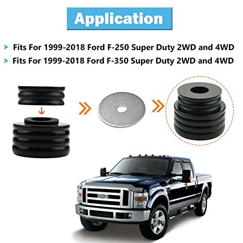 Bentolin مجموعة حوامل جسم KF04050BK تناسب 1999-2018 فورد F250 F350 سوبر ديوتي 2WD 4WD بولي يوريثان حوامل جسم كاب سوداء (20 قطعة) - Image 2
