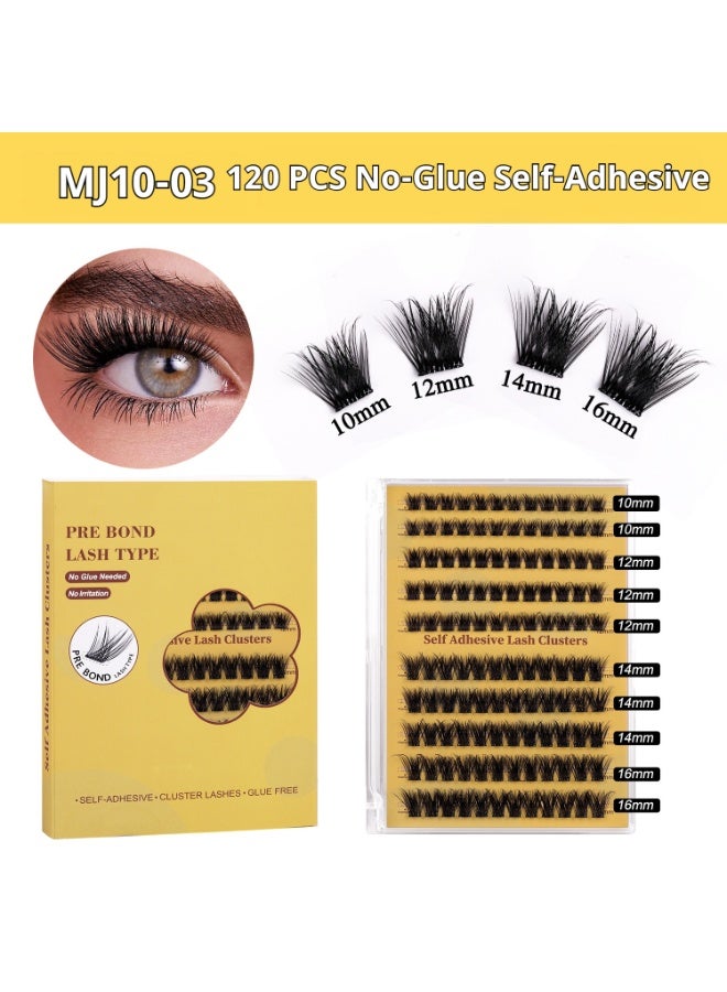 Bond Self Adhesive Eyelashes Pre glued False Eyelashes 10 Rows120 Piece Set of Glue-free False Eyelashes 10mm to 16mm Natural Look with Eyelash Clusters Reusable Press on Lashes No Glue Needed Lashes - Image 1