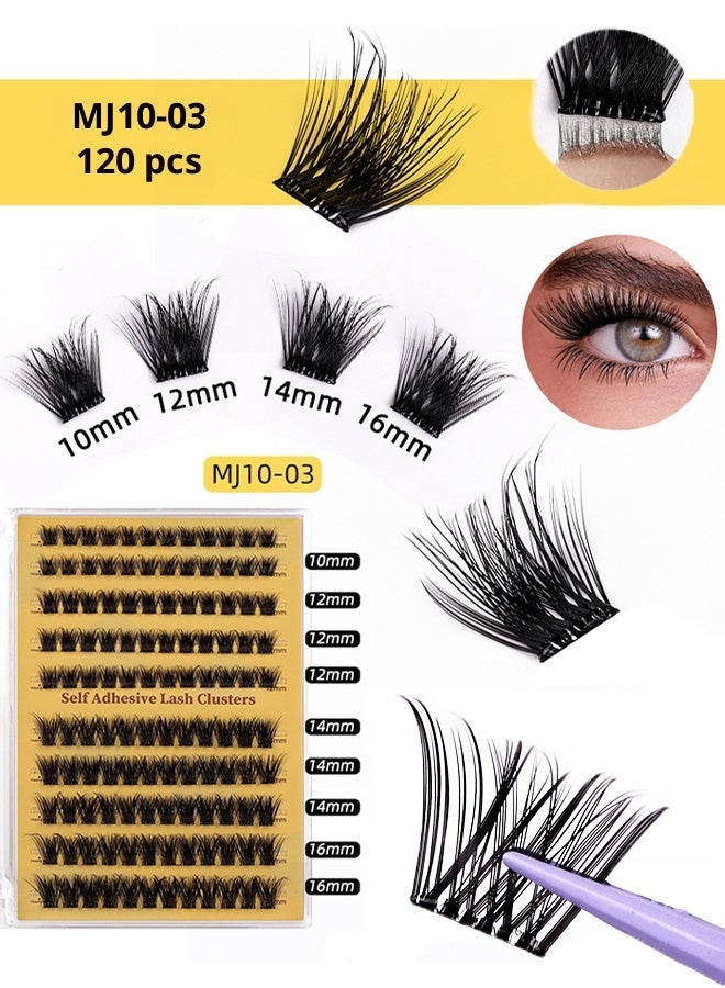 Bond Self Adhesive Eyelashes Pre glued False Eyelashes 10 Rows120 Piece Set of Glue-free False Eyelashes 10mm to 16mm Natural Look with Eyelash Clusters Reusable Press on Lashes No Glue Needed Lashes - Image 2