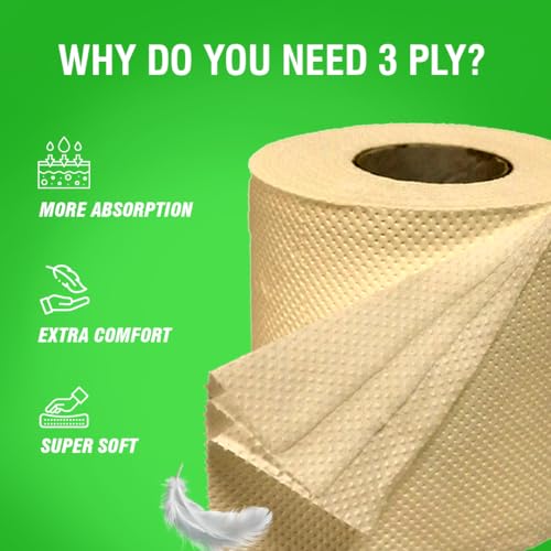 Beco Bamboo 3-Ply Toilet Paper Roll 160 Pulls Each Pack of 6, 100% Natural, Unbleached and Eco-Friendly Tissue Papers - Image 3