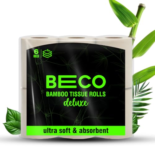 Beco Bamboo 3-Ply Toilet Paper Roll 160 Pulls Each Pack of 6, 100% Natural, Unbleached and Eco-Friendly Tissue Papers - Image 1